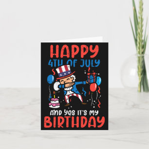 Happy 4th Of July Birthday Uncle Sam Dab Patriot Card