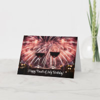 Happy 4th of July Birthday with Fireworks Wine