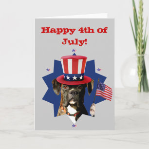 Happy 4th of July boxer dog greeting card