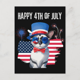 Happy 4th of July cat Postcard