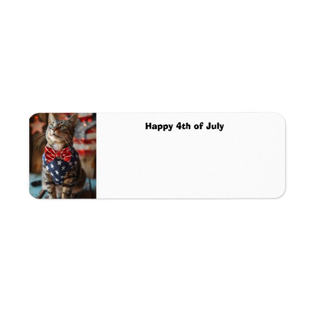 Happy 4th of July Cat Return Address Label (Front)