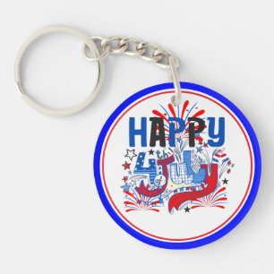 Happy 4th of July Celebration Design Key Ring
