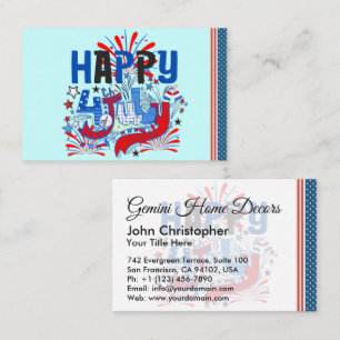 Happy 4th of July Celebration Editable Template Business Card