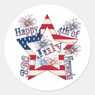 Happy 4th of July Classic Round Sticker