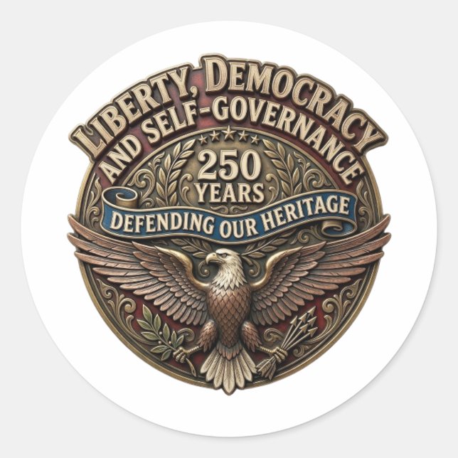 HAPPY 4TH OF JULY CLASSIC ROUND STICKER (Front)