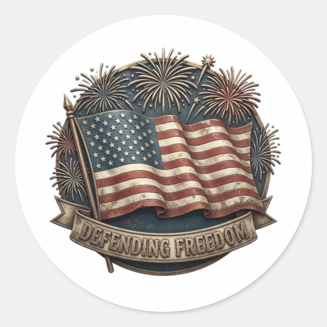 HAPPY 4TH OF JULY CLASSIC ROUND STICKER (Front)