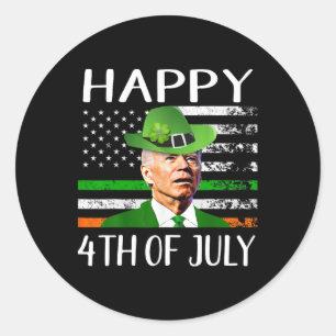 Happy 4th Of July Confused Funny Joe Biden St Patr Classic Round Sticker