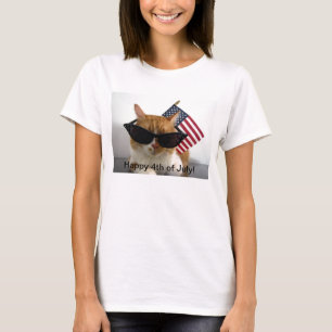 Happy 4th of July Cool Cat with Flag T-Shirt