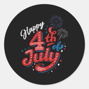Happy 4th Of July Cool Independence Day Patriotic Classic Round Sticker