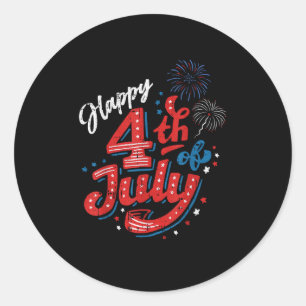 Happy 4th of July Cool Independence Day Patriotic Classic Round Sticker
