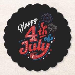 Happy 4th of July Cool Independence Day Patriotic  Paper Coaster