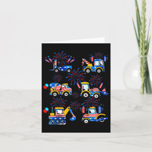 Happy 4th Of July Crane Excavator Construction Tod Card