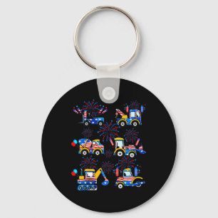 Happy 4th Of July Crane Excavator Construction Tod Key Ring