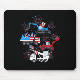 Happy 4th Of July Crane Truck Construction Toddler Mouse Pad