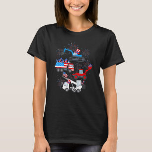 Happy 4th Of July Crane Truck Construction Toddler T-Shirt