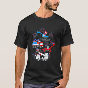 Happy 4th Of July Crane Truck Construction Toddler T-Shirt