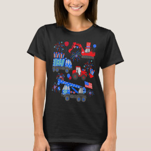 Happy 4th Of July Crane Truck Construction Toddler T-Shirt