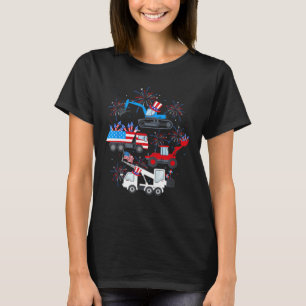 Happy 4th Of July Crane Truck Construction Toddler T-Shirt