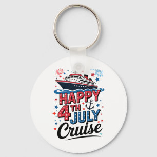 Happy 4th Of July Cruise Family Matching Red White Key Ring
