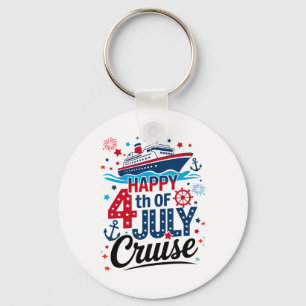 Happy 4th Of July Cruise Family Matching Red White Key Ring
