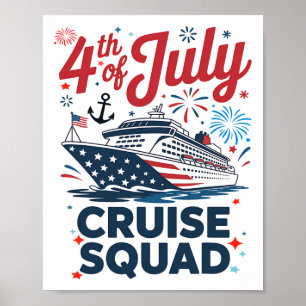 Happy 4th Of July Cruise Family Matching Red White Poster