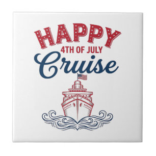 Happy 4th of July Cruise Patriotic Ship Design_1 Ceramic Tile