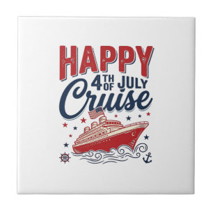 Happy 4th of July Cruise Vintage Patriotic Shirt_1 Ceramic Tile