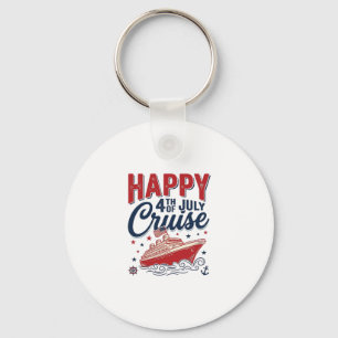 Happy 4th of July Cruise Vintage Patriotic Shirt_1 Key Ring