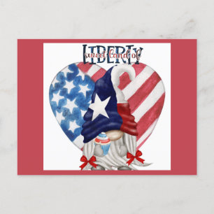 Happy 4th of July Cute Gnome Liberty Cupcake Postcard