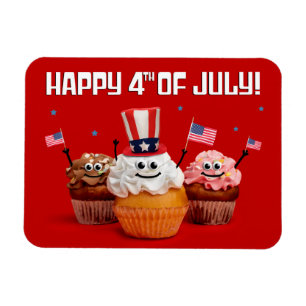Happy 4th of July Cute Patriotic Cupcakes Magnet