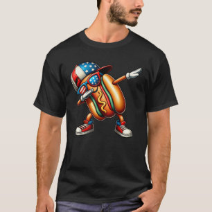 Happy 4th Of July Dabbing Hot Dog Funny USA Boys K T-Shirt