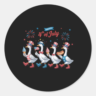 Happy 4th Of July Ducks Independence Day American  Classic Round Sticker