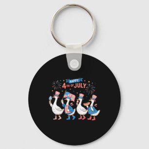 Happy 4th Of July Ducks Independence Day American Key Ring