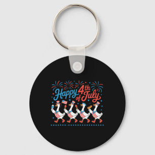 Happy 4th Of July Ducks Independence Day American  Key Ring