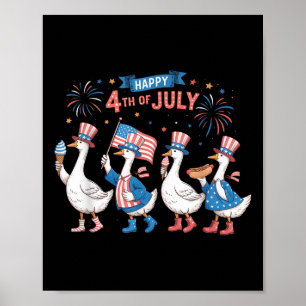 Happy 4th Of July Ducks Independence Day American Poster