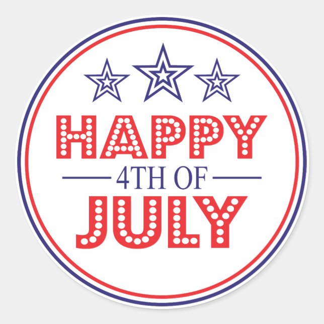 Happy 4th Of July Favour Stickers (Front)