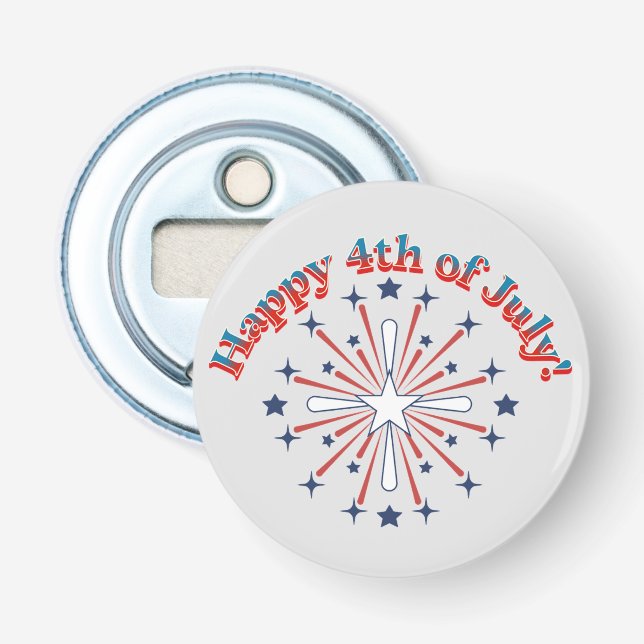Happy 4th of July Fireworks Bottle Opener (Front)