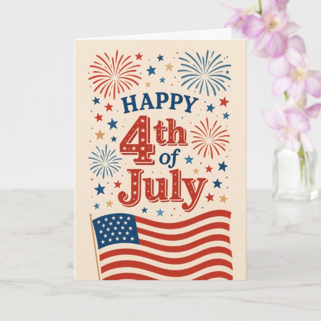 Happy 4th of July Fireworks Card (Orchid)