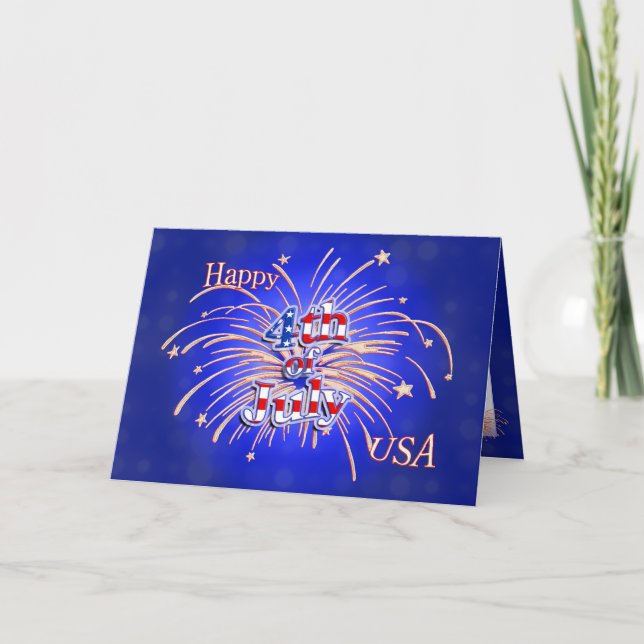 Happy 4th of July Fireworks Greeting Card (Front)
