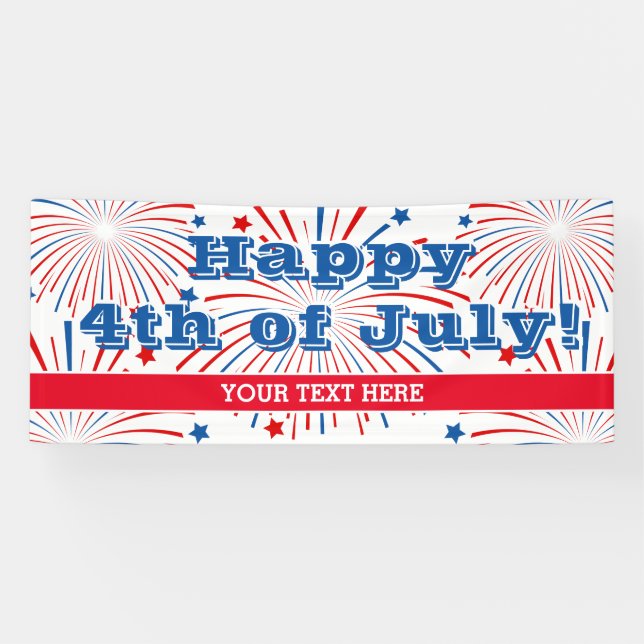 Happy 4th of July fireworks party custom banner (Horizontal)
