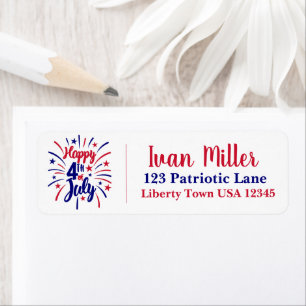 Happy 4th of July Fireworks Return Address Label