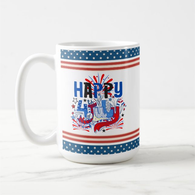 Happy 4th of July Fireworks USA-63261 Coffee Mug (Left)