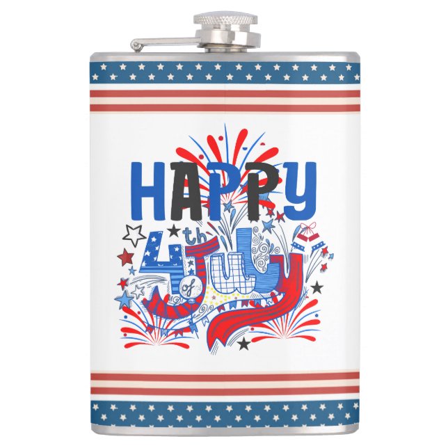 Happy 4th of July Fireworks USA-63261 Hip Flask (Front)