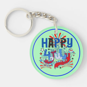Happy 4th of July Fireworks USA-63261 Key Ring