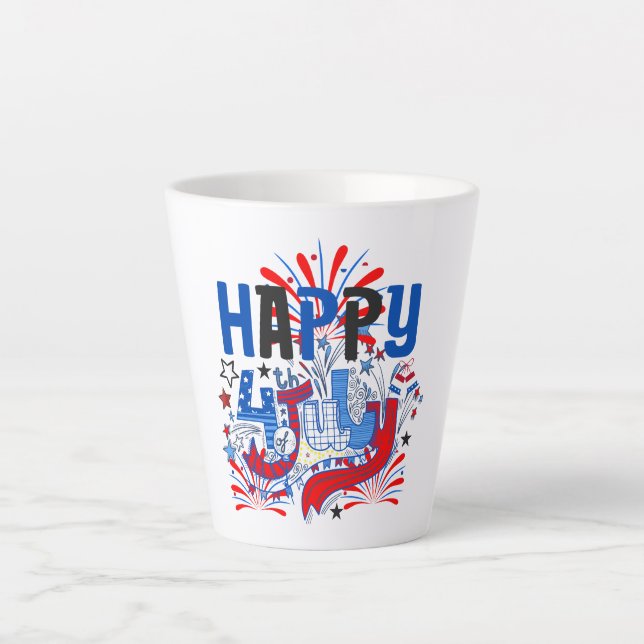 Happy 4th of July Fireworks USA-63261 Latte Mug (Front)