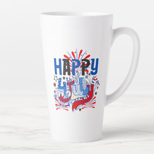 Happy 4th of July Fireworks USA-63261 Latte Mug (Right)