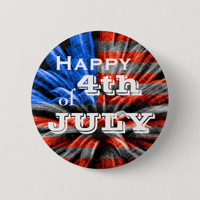 Happy 4th of July Flag Fireworks 6 Cm Round Badge (Front)