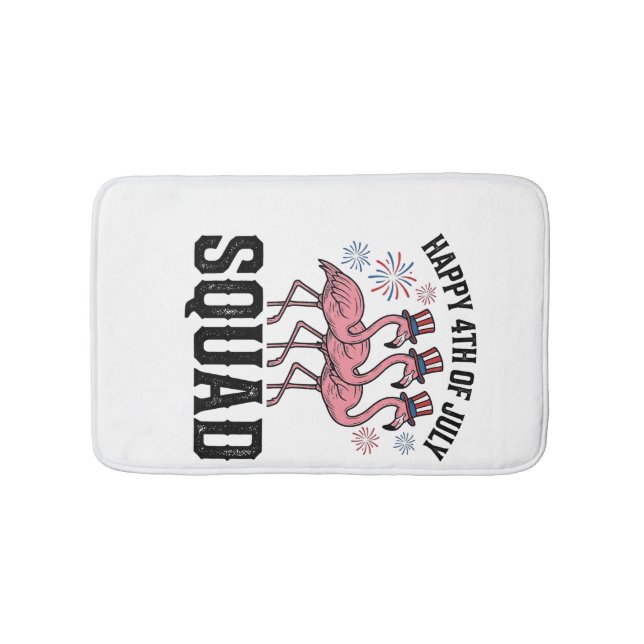 Happy 4th of July Flamingo Squad Vector Design_1 Bath Mat (Front)