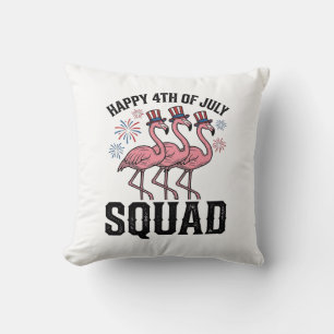 Happy 4th of July Flamingo Squad Vector Design_1 Cushion