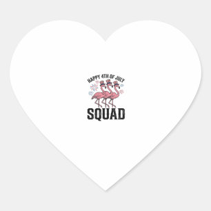 Happy 4th of July Flamingo Squad Vector Design_1 Heart Sticker